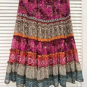 dressbarn Vibrant Purple and Orange Maxi Skirt